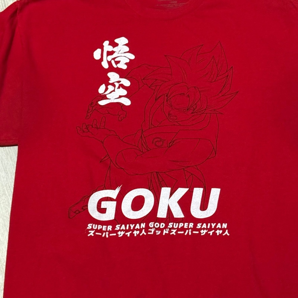 Dragon Ball‎ Super Men Shirt Large Red Goku Super Saiyan God Graphic Anime Tee
